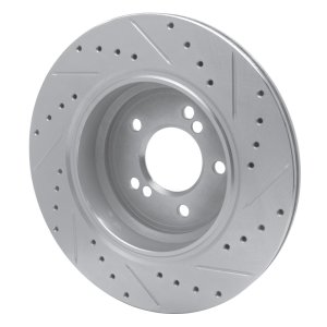 BMW M5 Brake Rotor (1) - Rear Left - R1 Concepts - Drilled & Slotted - Silver - `00-`06
